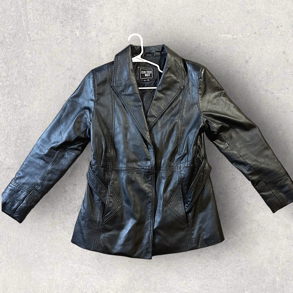 Junction West Black Leather Classic Jacket 100% Genuine Leather.